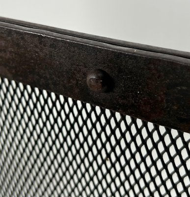 Curved Riveted Wrought Iron Firewall in the style of Jacques Adnet, 1940s-BA-1786671