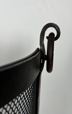 Curved Riveted Wrought Iron Firewall in the style of Jacques Adnet, 1940s-BA-1786671