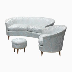 Curved Sofa, Armchairs and Stools Attributed to Ico Parisi, Set of 5-TR-1123839