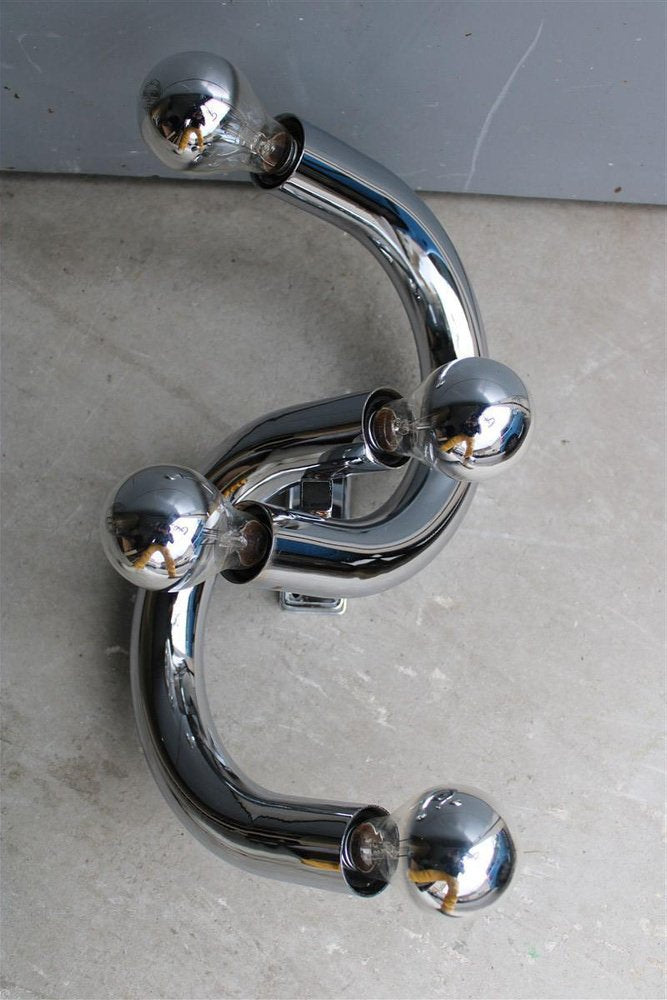 Curved Tubular Sculpture Wall Light from Stilux Milano, Italy, 1970s