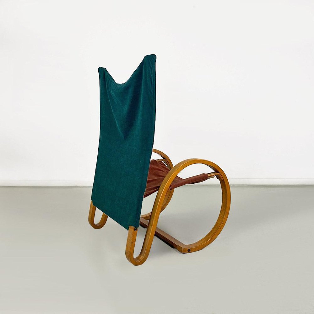 Curved Wood Armchair in Green Velvet from Westnofa, 1960s