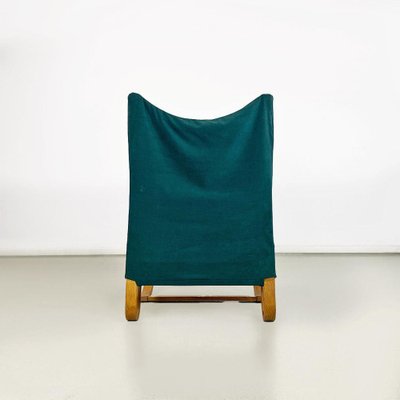 Curved Wood Armchair in Green Velvet from Westnofa, 1960s-GDD-1743382