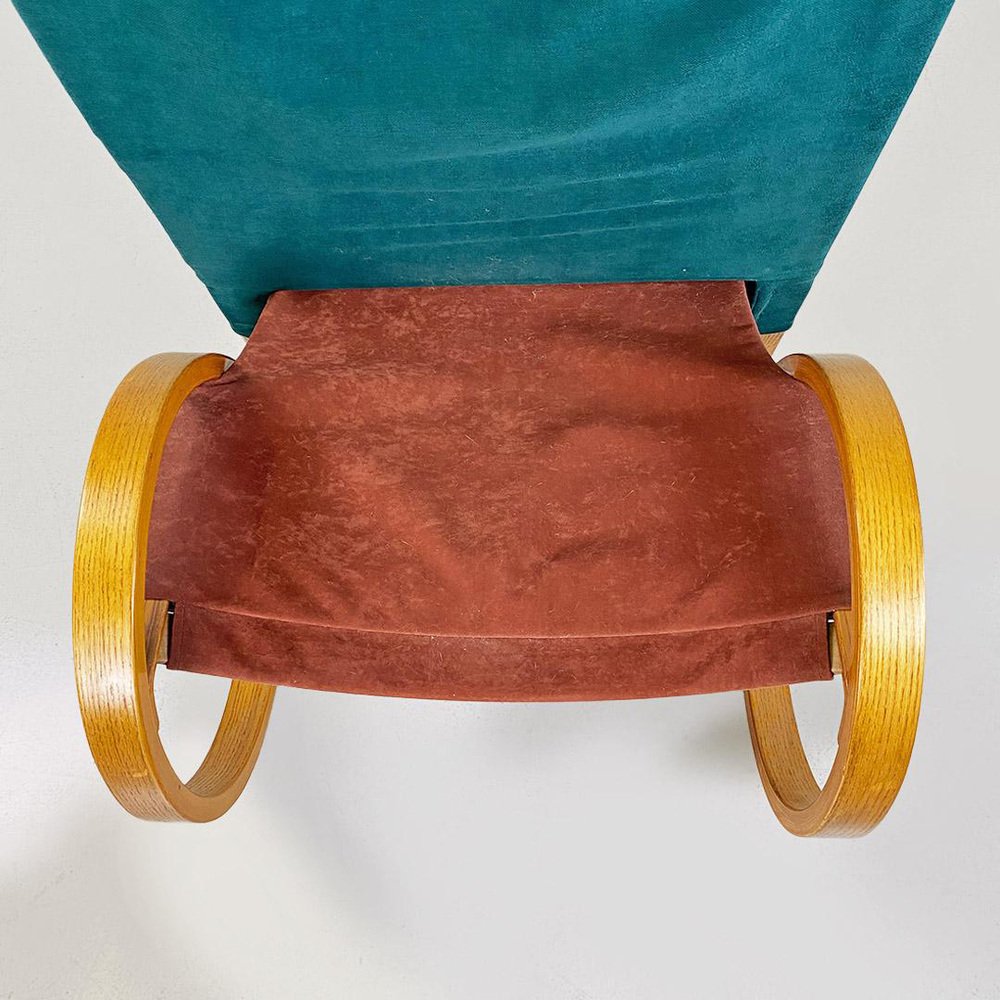 Curved Wood Armchair in Green Velvet from Westnofa, 1960s