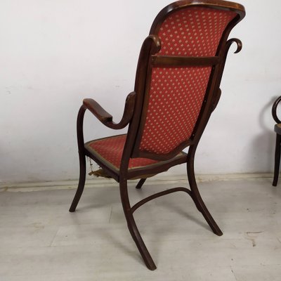 Curved Wood Living Room Table and Chairs from Jacob & Josef Kohn, 1890s, Set of 5-EAD-1801273