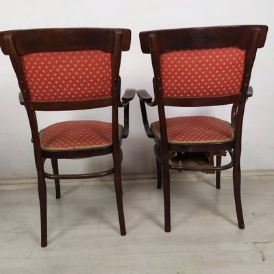 Curved Wood Living Room Table and Chairs from Jacob & Josef Kohn, 1890s, Set of 5-EAD-1801273