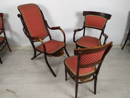 Curved Wood Living Room Table and Chairs from Jacob & Josef Kohn, 1890s, Set of 5-EAD-1801273