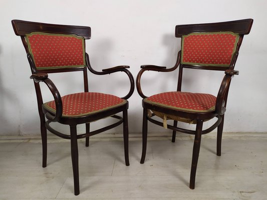 Curved Wood Living Room Table and Chairs from Jacob & Josef Kohn, 1890s, Set of 5-EAD-1801273