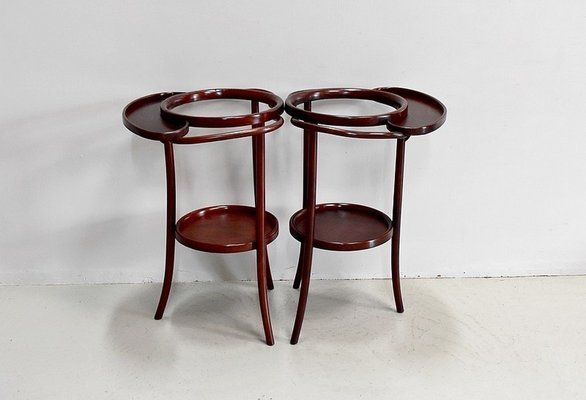 Curved Wooden Barbershop Tables in the style of Thonet, 1920, Set of 2-RVK-1065028