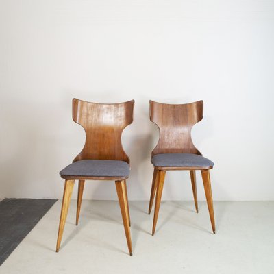 Curved Wooden Chairs by Carlo Ratti, 1950s, Set of 2-JQO-1352685