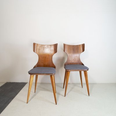 Curved Wooden Chairs by Carlo Ratti, 1950s, Set of 2-JQO-1352685