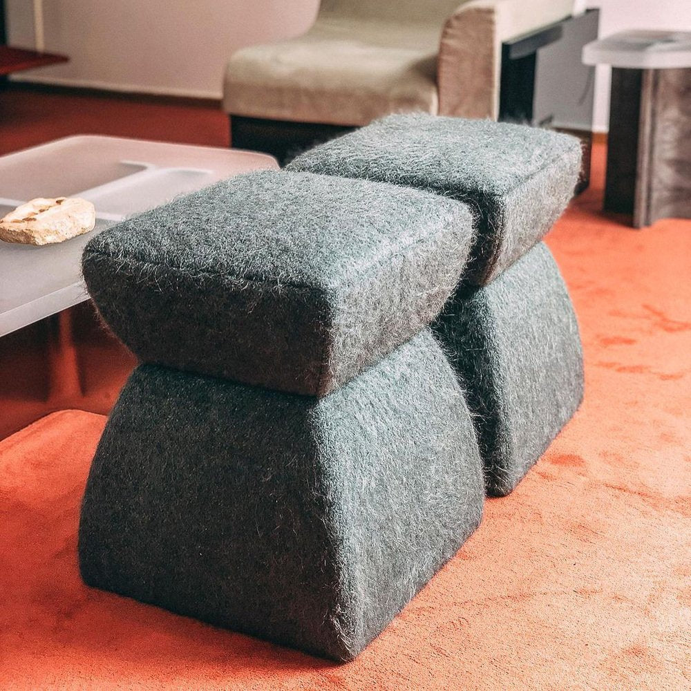 Cusi Pouf in Sous Bois Mohair by KABINET