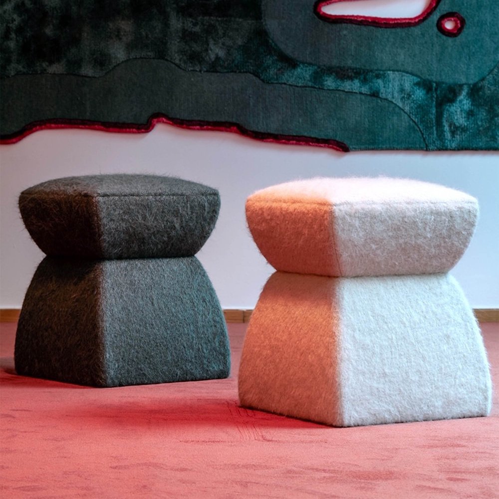 Cusi Pouf in Sous Bois Mohair by KABINET