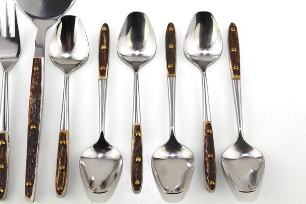 Custom-Made 6 Coffee Spoons, 6 Cake Forks and 1 Cake Scoop by Helmut Alder for Amboss, 1963, Set of 13-ZWH-1176977