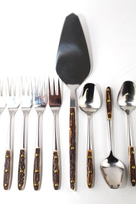 Custom-Made 6 Coffee Spoons, 6 Cake Forks and 1 Cake Scoop by Helmut Alder for Amboss, 1963, Set of 13-ZWH-1176977