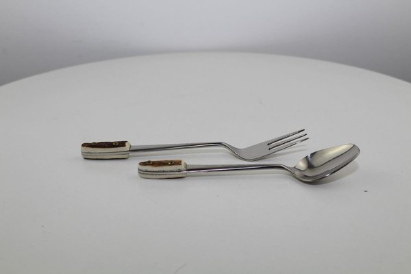 Custom-Made Set of 6 Teaspoons & 6 Cake Forks by Helmut Alder for Amboss, 1963, Set of 12-ZWH-914723