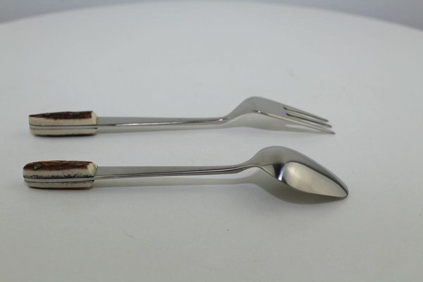 Custom-Made Set of 6 Teaspoons & 6 Cake Forks by Helmut Alder for Amboss, 1963, Set of 12-ZWH-914723