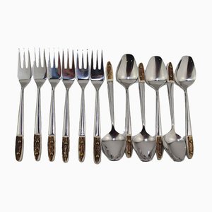 Custom-Made Set of 6 Teaspoons & 6 Cake Forks by Helmut Alder for Amboss, 1963, Set of 12-ZWH-914723