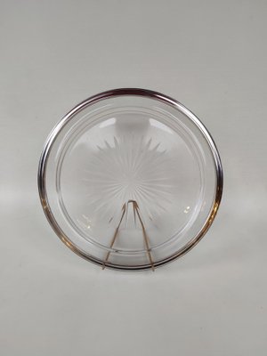 Cut Crystal Tray with Silver Rim, 1920s-EHL-1812853