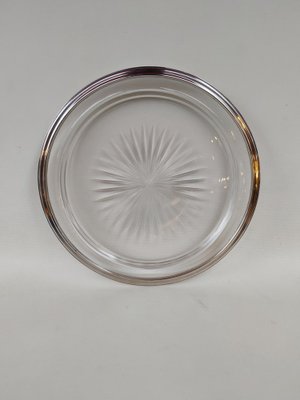 Cut Crystal Tray with Silver Rim, 1920s-EHL-1812853