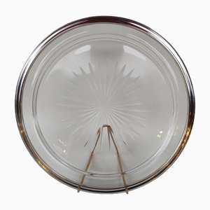 Cut Crystal Tray with Silver Rim, 1920s-EHL-1812853