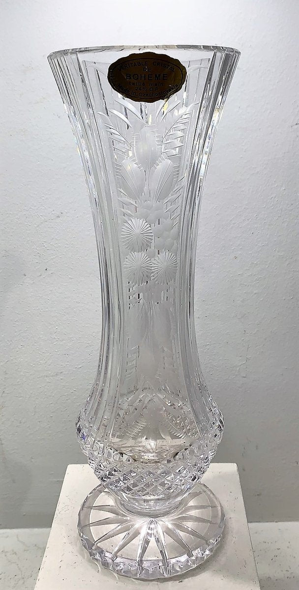 Cut Crystal Vase from Bohemia, 1980s