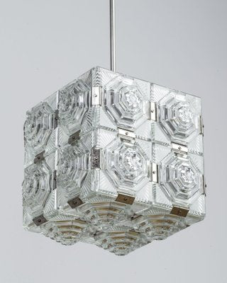 Cut Glass Cube Pendant from Kamenicky Senov, 1950s-FWY-976370