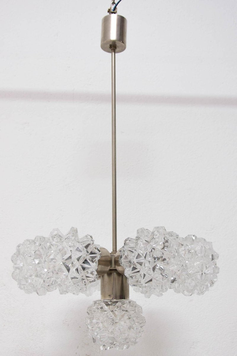 Cut Glass Pendant Chandelier from Kamenický Šenov, 1970s