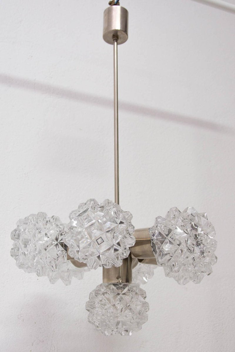 Cut Glass Pendant Chandelier from Kamenický Šenov, 1970s