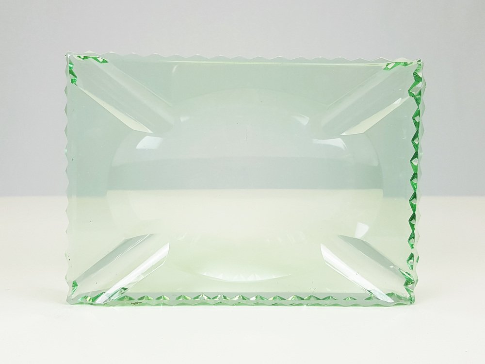 Cut Glass Zig Zag Ashtray in the style of Fontana Arte, 1950s