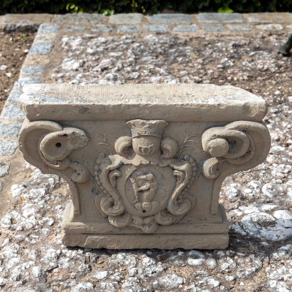 Cut Sandstone Pilaster with Central Coat of Arms