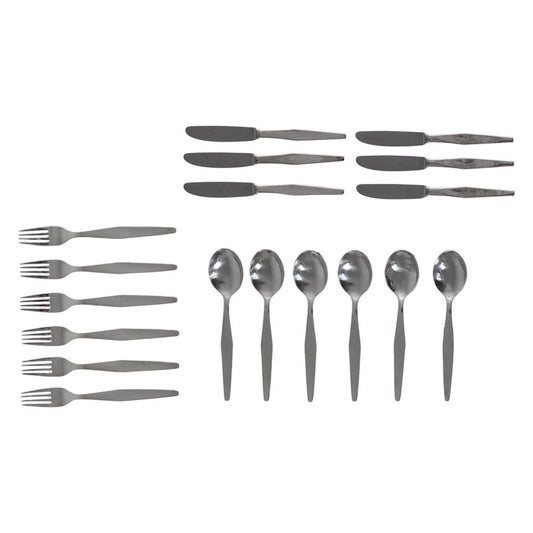 Cutlery Set for Six People in Silver Nickel by Gio Ponti for Krupp, Italy, 1950s, Set of 18