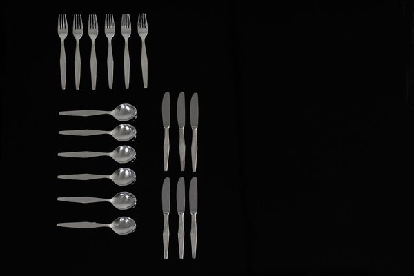 Cutlery Set for Six People in Silver Nickel by Gio Ponti for Krupp, Italy, 1950s, Set of 18-IVC-1452362