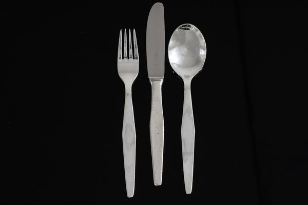 Cutlery Set for Six People in Silver Nickel by Gio Ponti for Krupp, Italy, 1950s, Set of 18-IVC-1452362