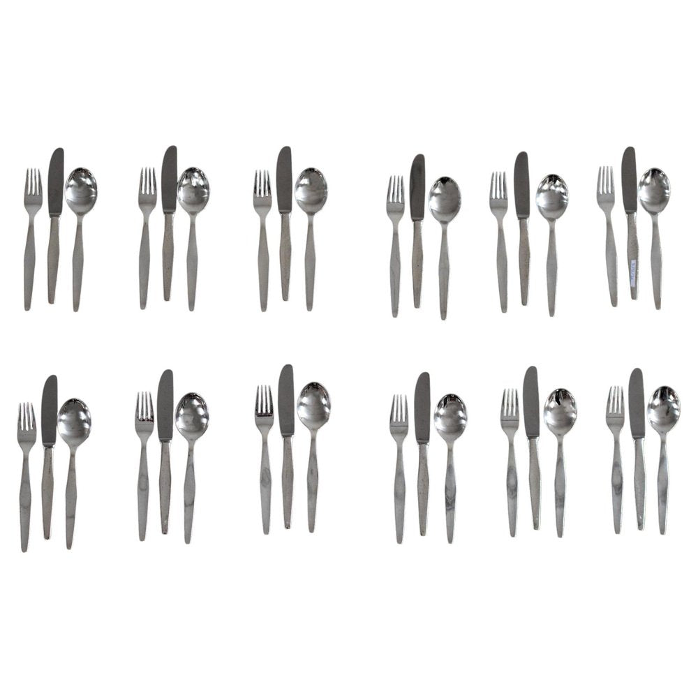 Cutlery Set for Twelve People in Silver Nickel by Gio Ponti for Krupp, Italy, 1950s, Set of 36