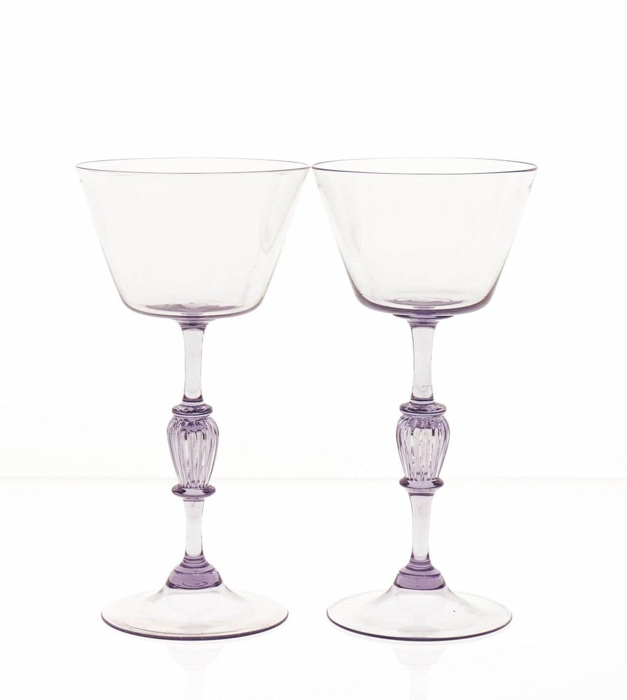 Cyclamen Murano Wine Glass from Cenedese, 1950s, Set of 12