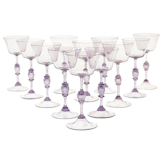 Cyclamen Murano Wine Glass from Cenedese, 1950s, Set of 12