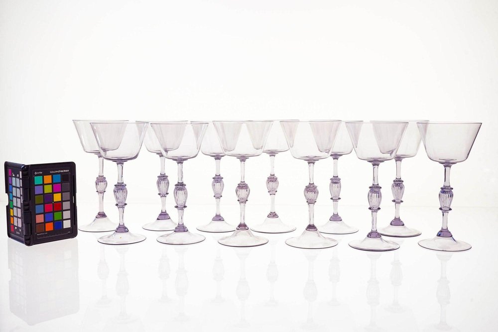 Cyclamen Murano Wine Glass from Cenedese, 1950s, Set of 12