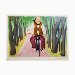 Cyclist - Original Etching by Giuseppe Viviani - 1955 1955-ZCI-756903