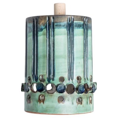 Cylinder Green Turquoise Ceramic Pendant Light, Denmark, 1970-VDW-1756157