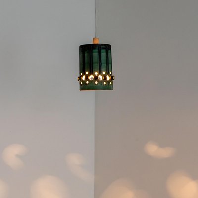 Cylinder Green Turquoise Ceramic Pendant Light, Denmark, 1970-VDW-1756157