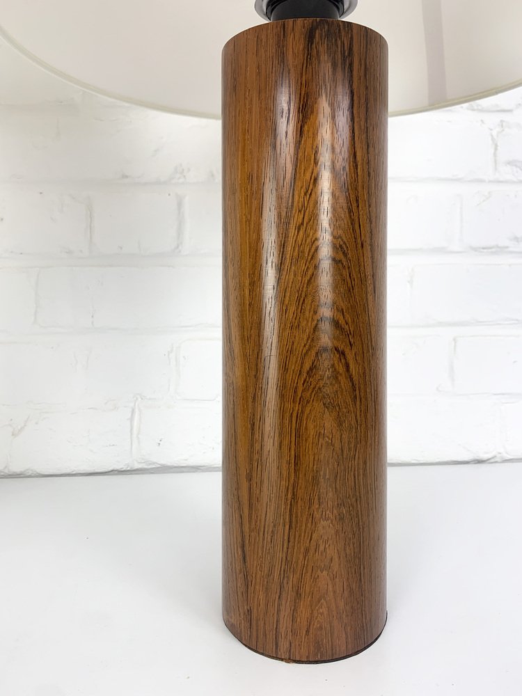 Cylinder Teak Table Lamps by Uno & Östen Kristiansson for Luxus, Sweden, 1960s, Set of 2