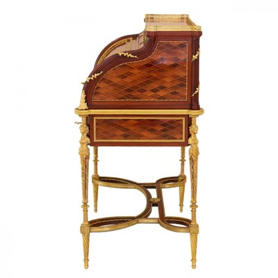 Cylindrical Bureau in Mahogany and Satin Wood with Gilt Bronze from E.Kahn-WMV-1781033