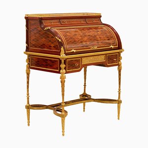 Cylindrical Bureau in Mahogany and Satin Wood with Gilt Bronze from E.Kahn-WMV-1781033