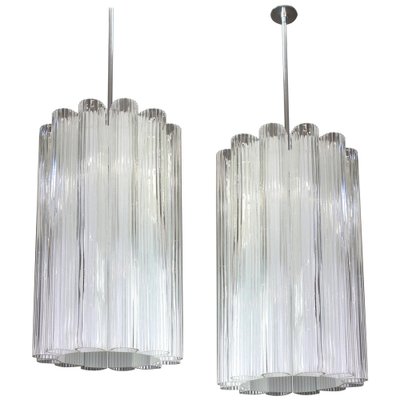 Cylindrical Crystal Glass Pendant Fixture by Doria, Germany, 1960s-UGR-1085440