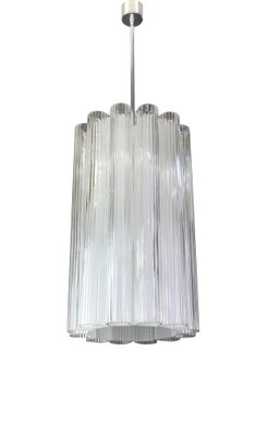 Cylindrical Crystal Glass Pendant Fixture by Doria, Germany, 1960s-UGR-1085440