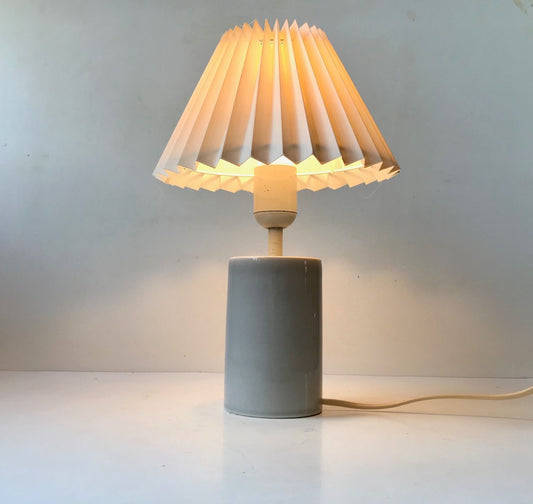 Cylindrical Gray Celadon Table Lamp by Aksel Larsen for Axella, 1970s