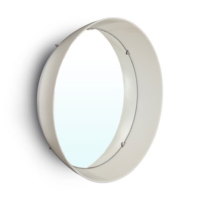 Cylindrical Mirror with White Plastic Frame, 1970s-EZ-1702812