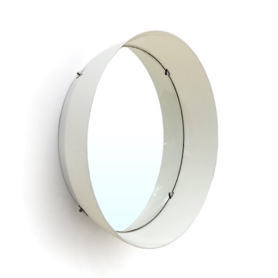 Cylindrical Mirror with White Plastic Frame, 1970s-EZ-1702812