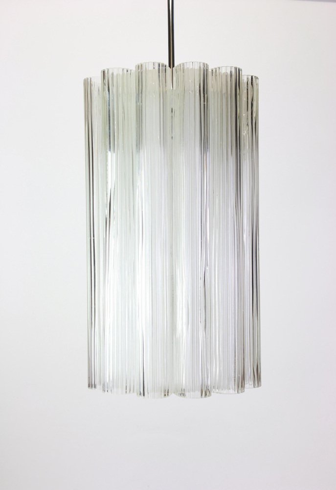 Cylindrical Pendant Fixture with Crystal Glass from Doria, Germany, 1960s