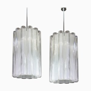 Cylindrical Pendant Fixture with Crystal Glass from Doria, Germany, 1960s-UGR-1085722